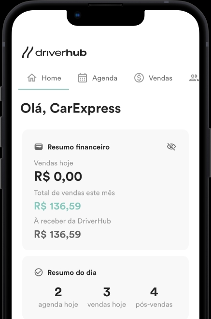 Mockup App DriverHub Parceiros