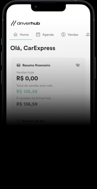 Mockup app parceiros DriverHub